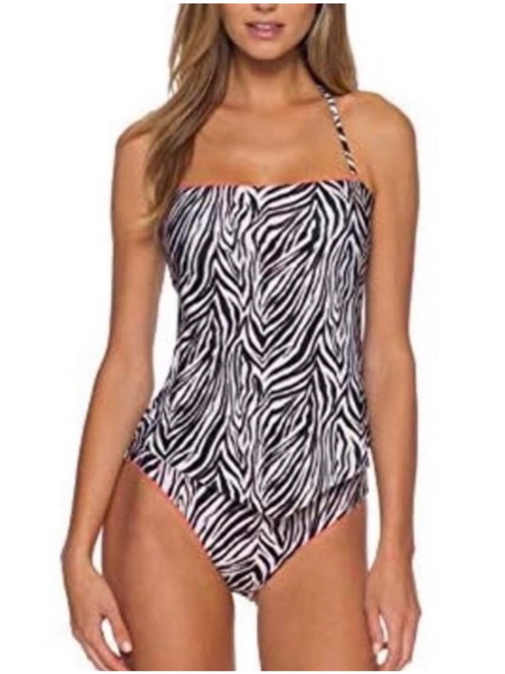 Becca Animal Kingdom Zebra Print Tankini Set. Size Medium